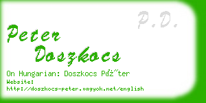 peter doszkocs business card